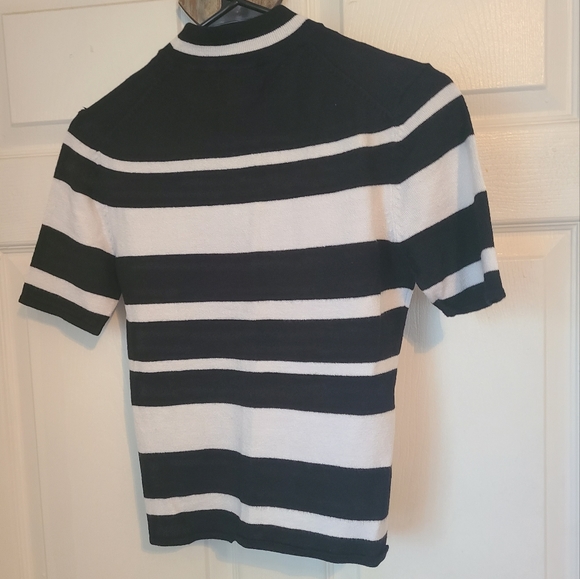 Laura Leigh Ltd. Collections, Women's Short Sleeve Blouse/Shell, Black & White - Picture 4 of 7